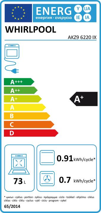 Label énergétique Whirlpool AKZ9 6220 IX