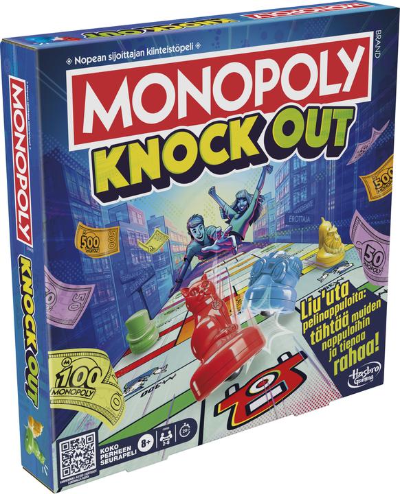 Actual product image Komelon Monopoly Knockout Family Party Game, Quick-Playing Board Games for Ages 8+, 2-8 Players, 20 Mins. (Finnish)