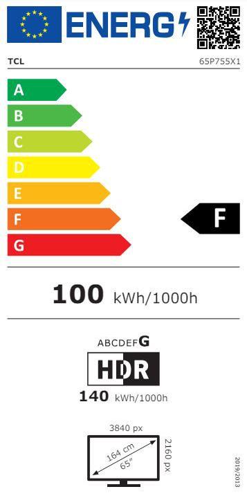 Etichetta energetica TCL 65P755 (65", LCD, 4K, 2024)