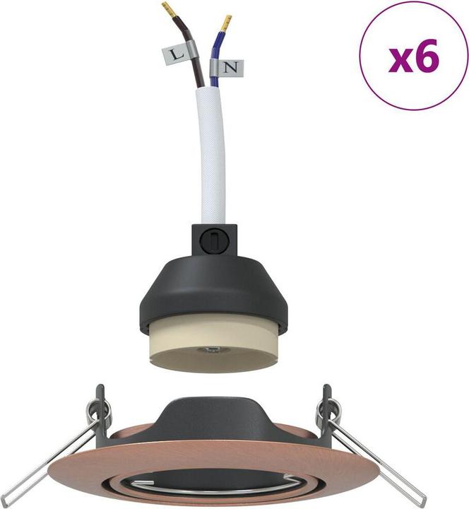 Produktbild VidaXL Lampen Set aus 6 Kupfer 9 cm Flush Mount Deckenleuchten Rund