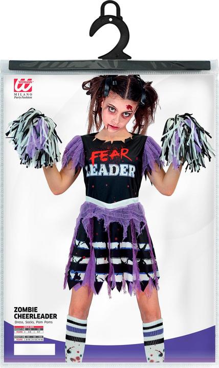 Produktbild Widmann Zombie Cheerleader Kleid, Strümpfe, Pompon (164)