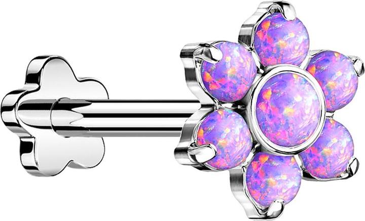 Produktbild Star Piercing Micro Labret Innengewinde vergoldet sechs Kugeln fünf Kristalle silber (Chirurgenstahl 316Lohne Messing, Titan G23ohne Messing)
