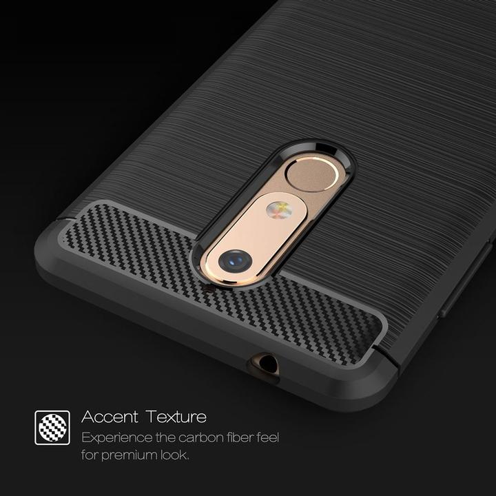 Actual product image König Design Nokia 5.1 Case Carbon Fiber Optics Brushed Protective Cover Bumper Case Grey (Nokia 5.1)
