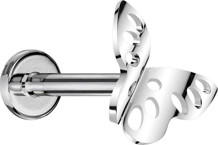Produktbild Star Piercing Micro Labret Innengewinde silber Schmetterling gelocht silber (Titan G23, ohne Messing)
