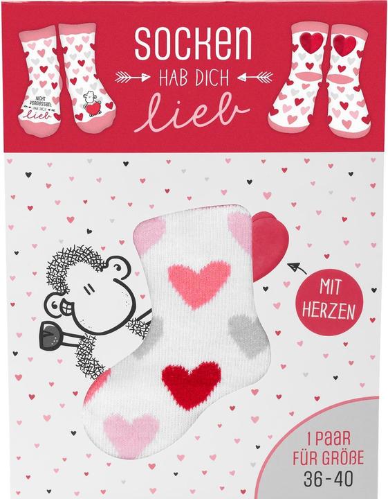 Produktbild Sheepworld Socken m. Herzen Motiv "LIEB" (Einzelpack, 36 - 40)