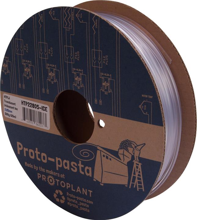 Image du produit Proto-pasta Filament HT PLA 2.0v Iridescent Ice 0.5kg 2.85mm (PLA, 2.85 mm, 500 g, Blanc)