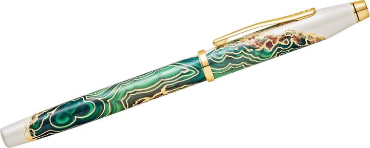 Actual product image Cross Wanderlust Borneo M fountain pen gift box (Gold, White lacquer, Motif Borneo, Green, 1 x)