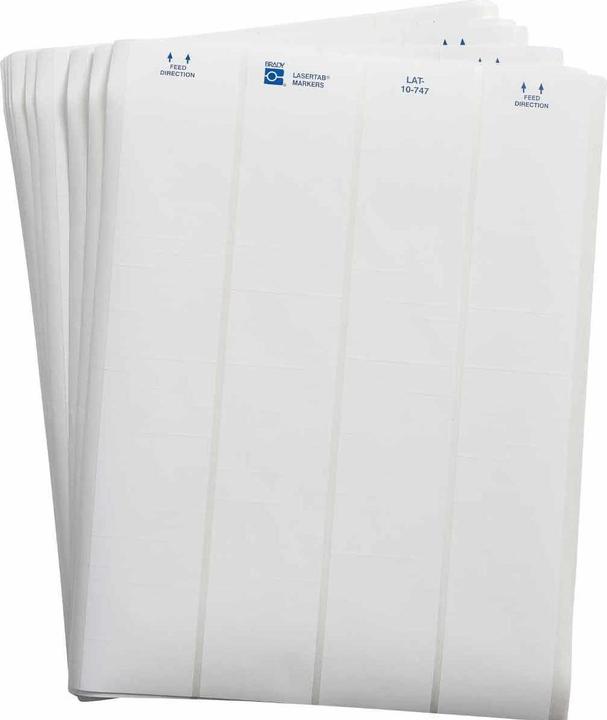 Image du produit Brady LAT-10-747-10, polyester, mat, blanc, 47.63 x 6.35 mm, permanent, US letter, 4 pistes (10.14