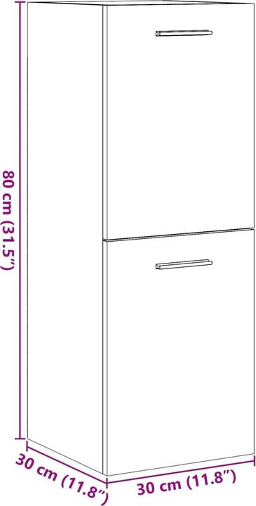 Image du produit VidaXL Armoire suspendue de salle de bains Armoire murale de salle de bains Gris béton (30 x 30 x 80 cm)