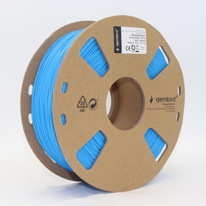 Productafbeelding Gembird 3DP-TPE1.75-01-B Filament TPE FLEXIBLE Mėlyna | 1,75mm | 1kg (TPE, 1.75 mm, 1450 g, Blauw)