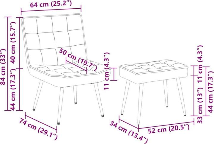 Produktbild VidaXL Relaxsessel mit Hocker Braun Samt Sessel Sessel mit Hocker