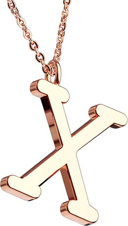 Actual product image Star Piercing Rose gold chain pendant letter X (without brass, Surgical steel 316L)