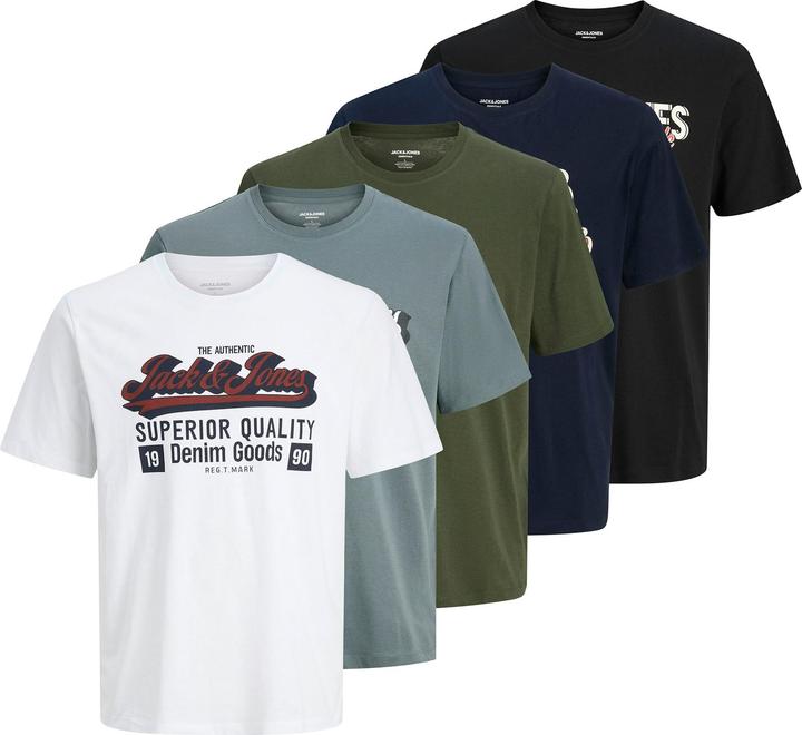 Produktbild Jack & Jones T-Shirt Casual Bequem sitzend JJELOGO TEE O-NECK 5PK (XXL)