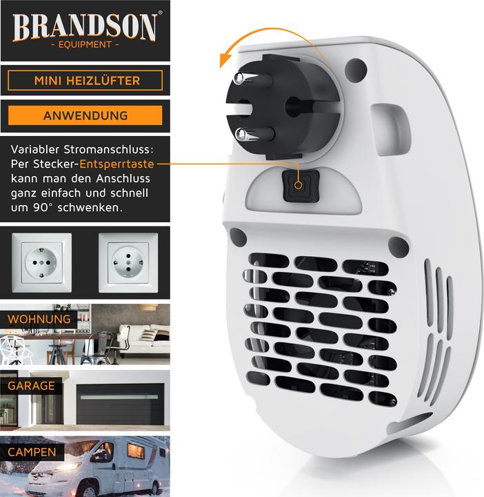 Image du produit Brandson Mini ventilateur de poche 500 W, chauffage céramique pour salle de bain avec contrôle de la (500 W)