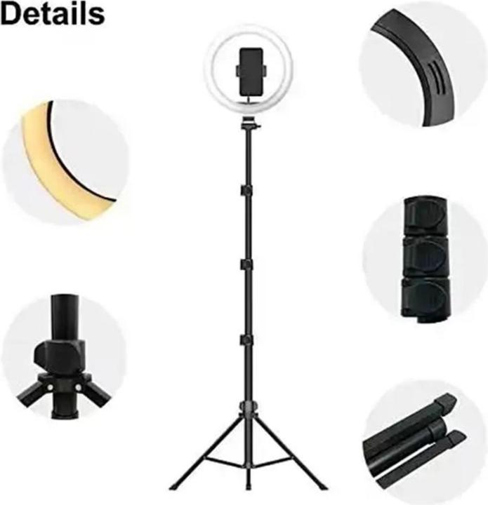 König Design 26 cm Ringlicht mit Profi Stativ LED USB Fernbedienung 3 Farb Modus Vlogging (Ringleuchte)
