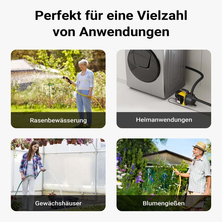 Image du produit Wiltec Pompe de jardin 3800l/h 1200W Poignée de transport & Vis de purge Hauteur de débit 48m Eau douce (Pompe de jardin)