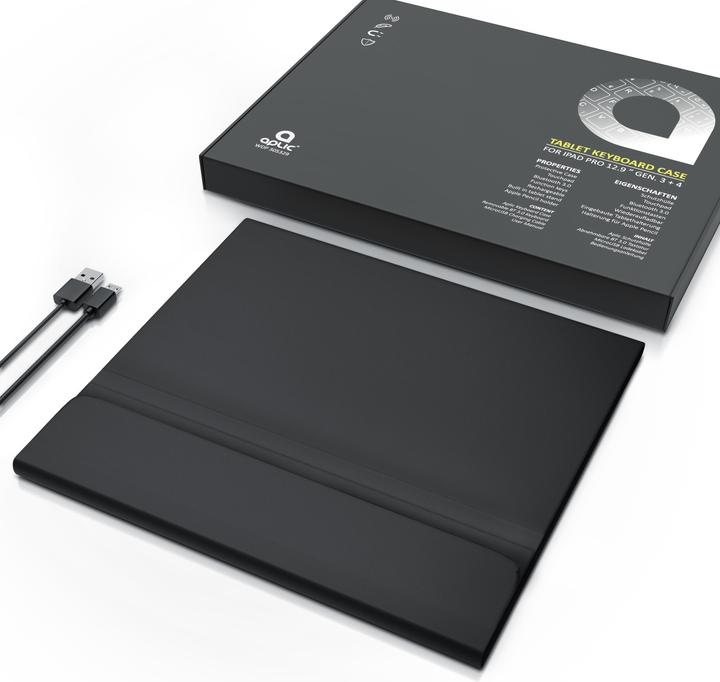 Produktbild Aplic Bluetooth Tablet Tastatur für iPad Pro 12,9 Zoll Gen 3 + 4, 280 mAh Akku, Keyboard mit Case (DE)