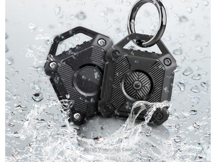 Actual product image Screenguard Apple Airtag Rugged Waterproof Case with key ring