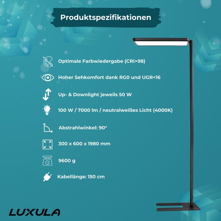 Actual product image Luxula LED office floor lamp, up/down, black (7000 lm)