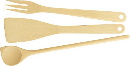 Image du produit Tescoma Set de 3 pièces : cuillère, pelle, fourchette en bois