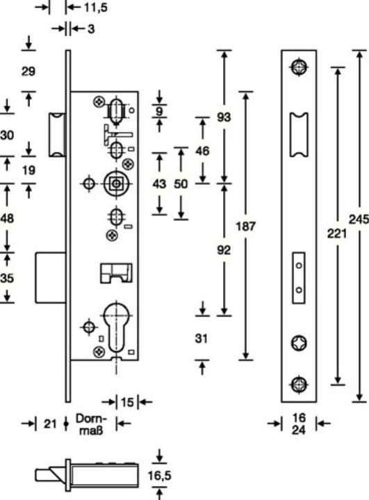 Produktbild SSF Panik-Rohrrahmen-Einsteckschloss D DIN links auswärts 24/245/45/92/9 mm Klasse 3 käntig
