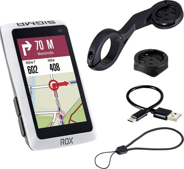 Sigma Sport ROX 12.1 Evo GPS Fietscomputer - White - long Butler GPS out-front houder