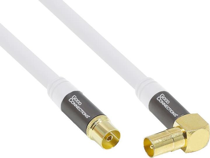 Produktbild Good Connections SAT Antennenkabel SmartFLEX, IEC/Koax Stecker abgewinkelt an Buchse, vergoldet, vierfach geschirmt (120 dB, Antennenkabel)