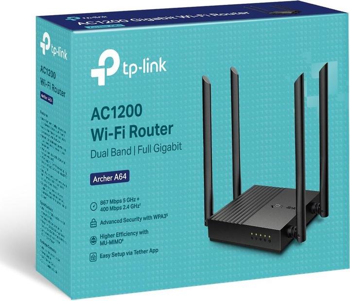 Produktbild TP-Link ARCHER A64 wireless router Gigabit Ethernet Dual-band ( / ) Black