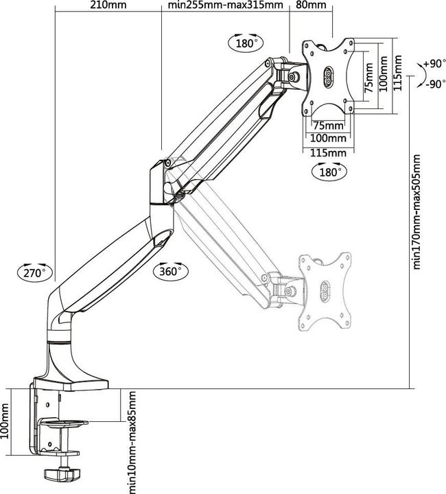 Actual product image Multibrackets Spring Single (Table, 27")