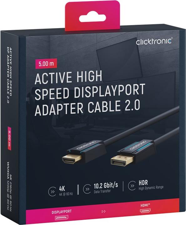 Produktbild clicktronic Casual DisplayPort/HDMI™ Adapterkabel, 5 m (5 m, HDMI, DisplayPort)