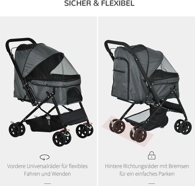 Image du produit Swisshandel24 Poussette pour chien poussette pour chien poussette pour petits chiens et chats poussette pour (Chien, Pliable)