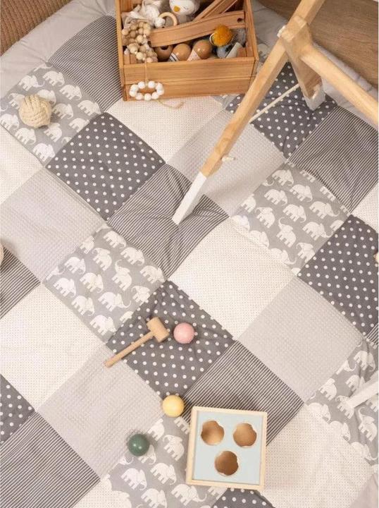 Image du produit Ullenboom Tapis d'éveil Eléphants gris 120 x 120 cm