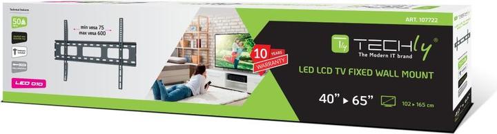 Immagine prodotto Techly Staffa da parete per TV LCD LED 40"-65", Ultra slim fix, nero, distanza dalla parete 22 (Muro, 65", 50 kg)