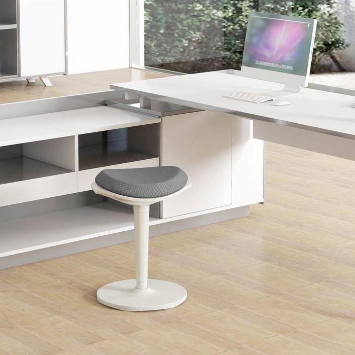 Actual product image Swisshandel24 Pendulum stool, ergonomic, height-adjustable, up to 120 kg, 42.5x35.5x56.5-71.5 cm, grey