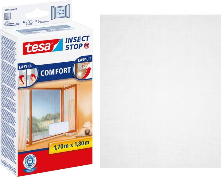 Actual product image tesa Insect screen COMFORT for windows, with Velcro tape, self-adhesive, without drilling (170 x 180 cm)