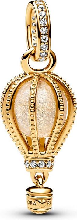Actual product image Pandora Sparkling clear hot air balloon charm pendant (Stainless steel, Gold plated, Glass, Metal)
