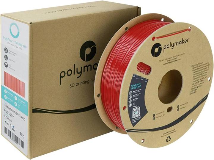 Produktbild Polymaker PD03007 TPU95-HF Filament TPU, Flexibles Filament flexibel, Highspeed Filament, UV-bestän (TPU, 1.75 mm, 1000 g, Rot)