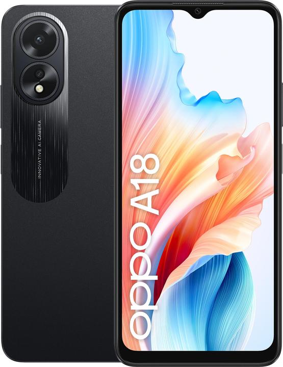 Produktbild OPPO A18 (128 GB, Glowing Black, 6.56", Dual SIM, 8 Mpx, 4G)