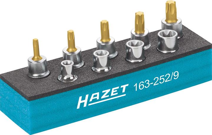 Immagine prodotto HAZET Serie di utensili ∙ TORX 163-252/9 ∙ Attacco quadro, cavo, 10 mm (3/8 di pollice) ∙ Profilo …