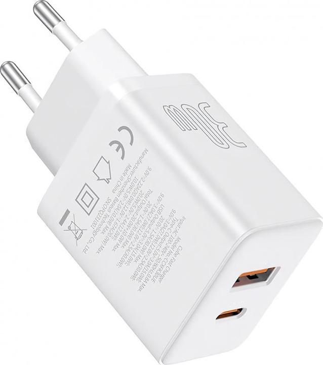 Produktbild Baseus Cube, 30W, 2.4A, 1 x USB-A - 1 x USB-C, weiss (30 W)