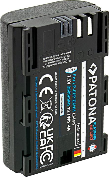 Actual product image Patona Platinum Canon LP-E6P USB-C (Rechargeable battery)