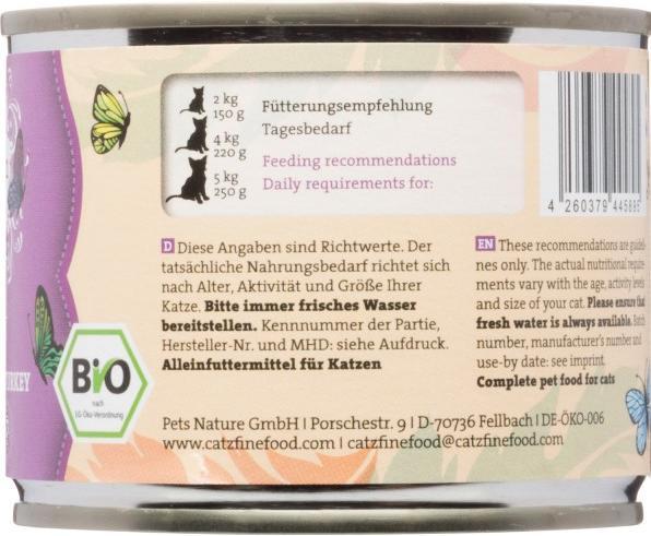 Produktbild Catz Finefood Bio No.511 Truthahn (Adult, 6 Stk., 200 g)