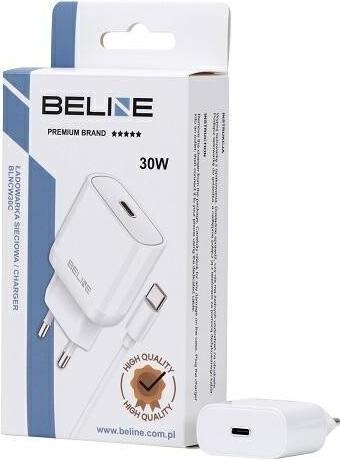 Produktbild Beline Ład. siec. 1x USB-C 30W + kabel USB-C biała /white PD 3.0 BLNCW30C (30 W)