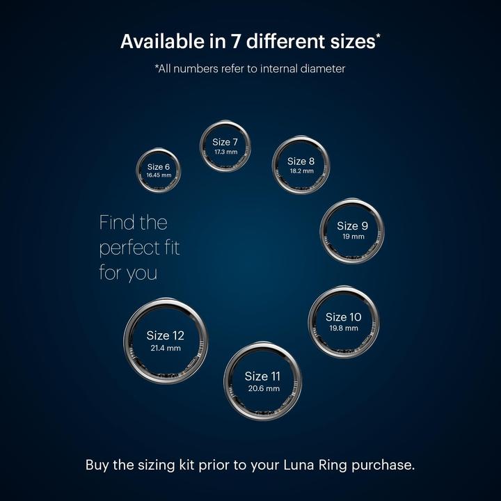 Productafbeelding Luna Ring Smart Ring Sizing Kit Grösse 6 - 12