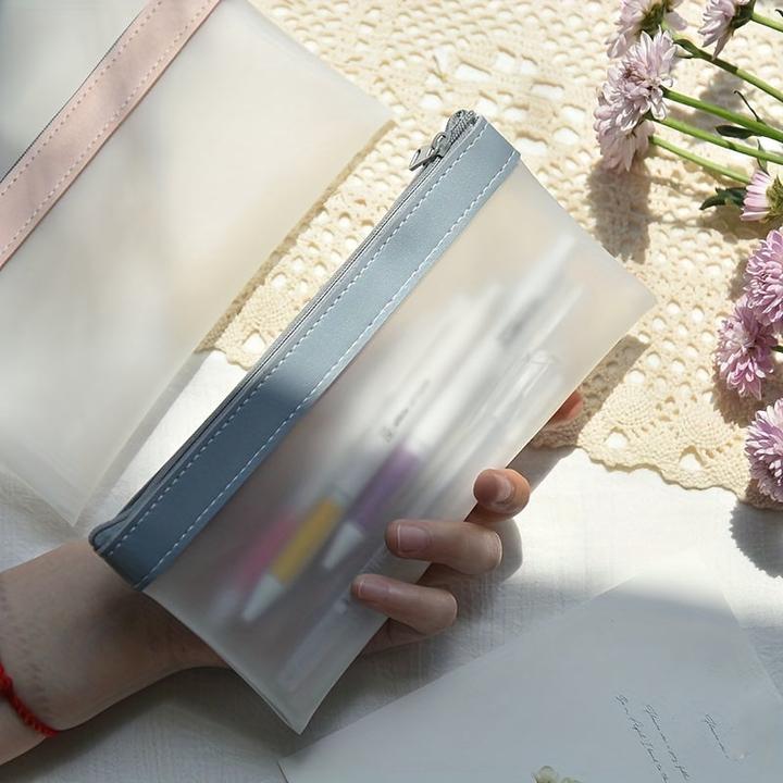 Produktbild Only-Bags.Store Frosted Translucent Pencil Case School Student Zipper Pencil Bag Pencil Pouch Stationery Supplies
