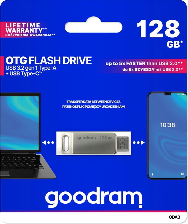 Produktbild Goodram ODA3 USB-Stick USB Type-A / USB Type-C 3.2 Gen 1 (3.1 Gen 1) (128 GB, USB-A, USB-C)