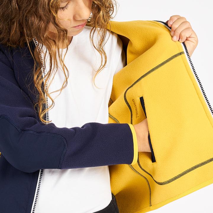 Produktbild Tribord Fleecejacke Segeln Kinder warm wendbar 500 marineblau/gelb (3, 4)