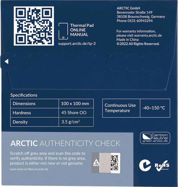 Produktbild Arctic TP-3 (100x100mm, t:0.5mm) (0.50 mm, 6 W/m K)