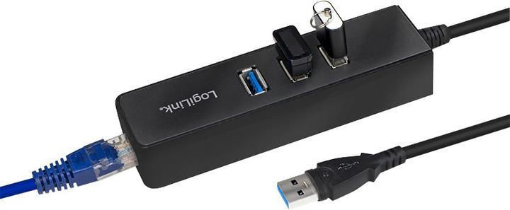 Actual product image LogiLink USB 3.0 3-port hub with Gigabit Ethernet UA0173A (USB-A, 1000 Ports)