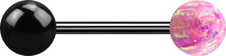 Produktbild Star Piercing Micro Barbell schwarz mit Kugel und Kugel Opal pink (ohne Messing, Chirurgenstahl 316L)